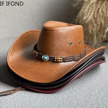 Faux Leather Vintage Cowboy Hat