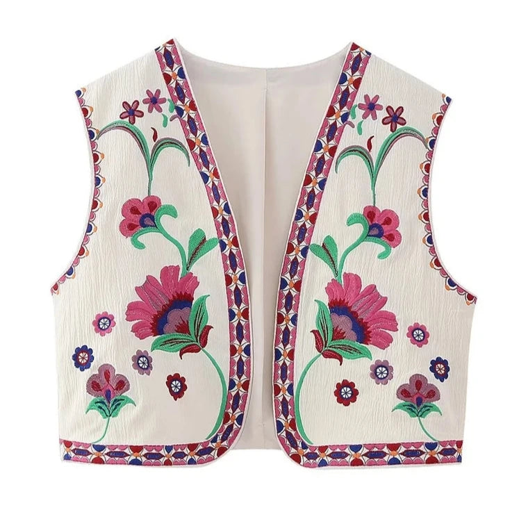 Embroidered Floral Vest