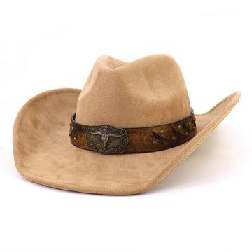 Bull's Head Suede Cowboy Hat