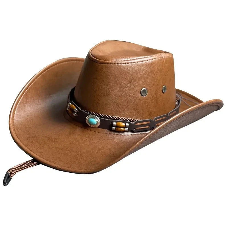 Faux Leather Vintage Cowboy Hat